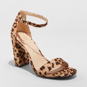 Leopard Print Block Heel Sandals